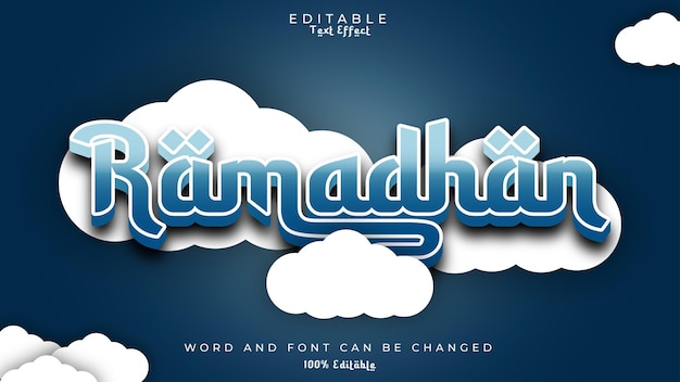 Ramadhan 3D Text Effect on Blue Gradient Background Basic RGB with Cloud Path