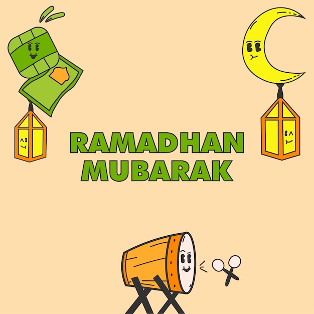 ramadhan element schattig karakter ontwerp doodle