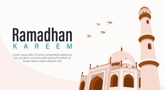 Ramadhan kareem design with mosque in the background vector illustration