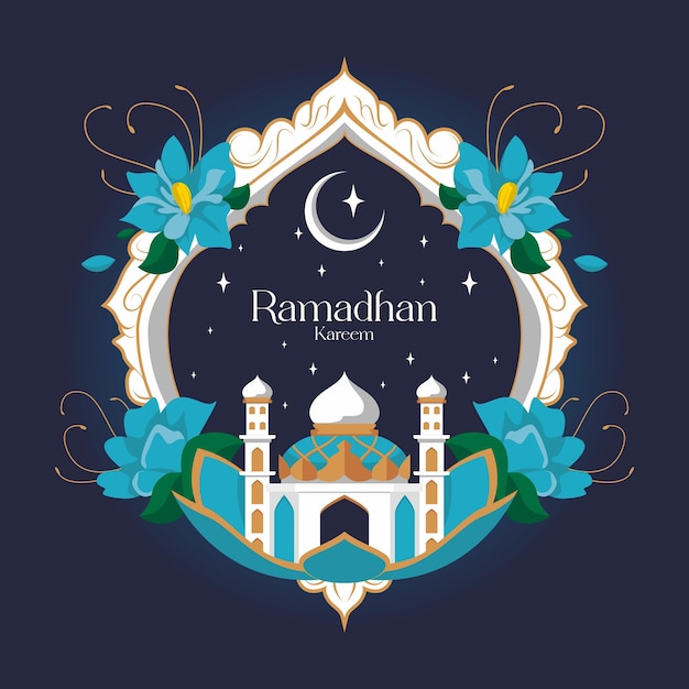 Ramadhan Kareem ontwerp blauwe achtergrond