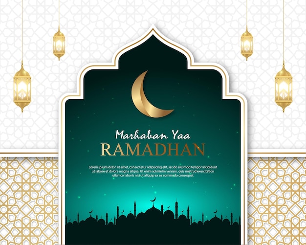 Ramadhan kareem con ornamento d'oro