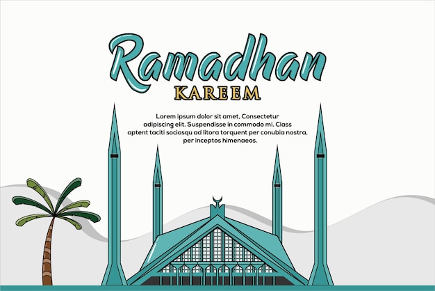 Ramadhan karem flat design template, Ramadhan flat design vector, Ramadhan design vector