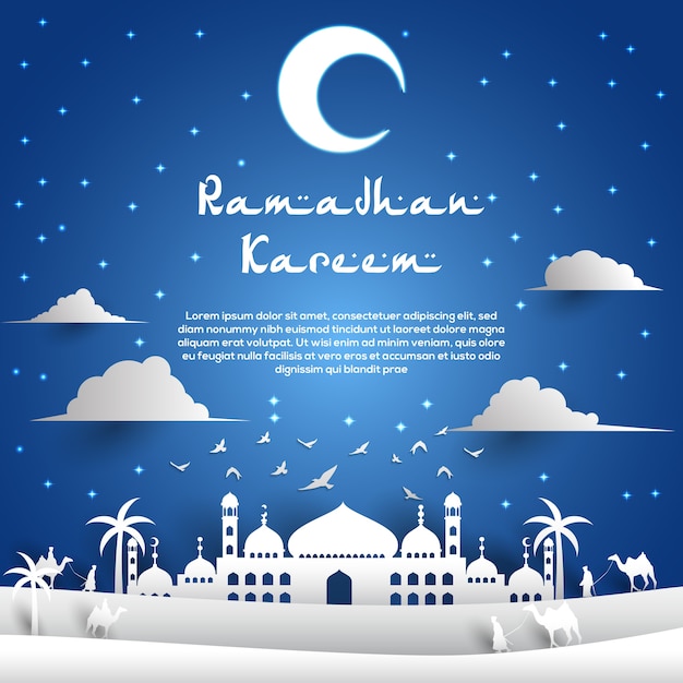 Ramadhan paper style greeting card