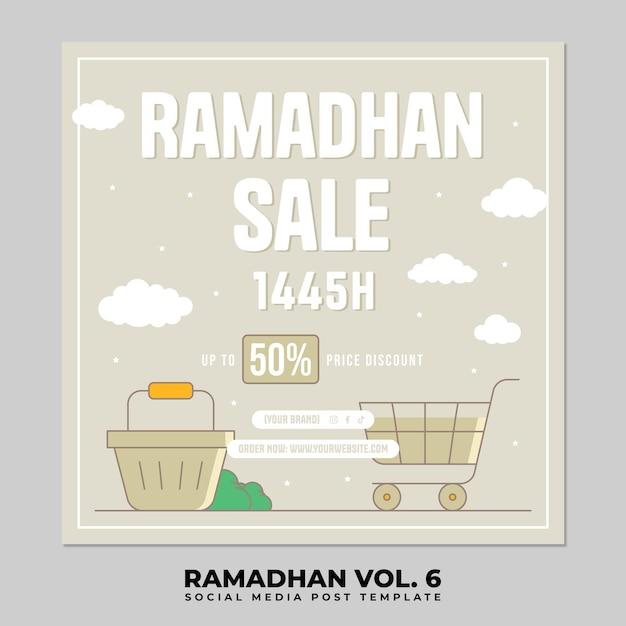 Ramadhan or Ramadan Social Media Post Square Collection with Islamic Design Greetings and Card