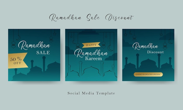 Шаблон социальных сетей со скидкой на Рамадан с градиентным фоном
