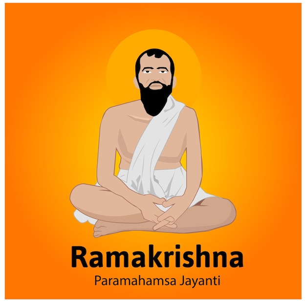 Ramakrishna paramahamsa jayanti vector illustration