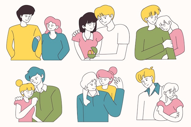 만적 인 커플 캐릭터 일러스트레이션