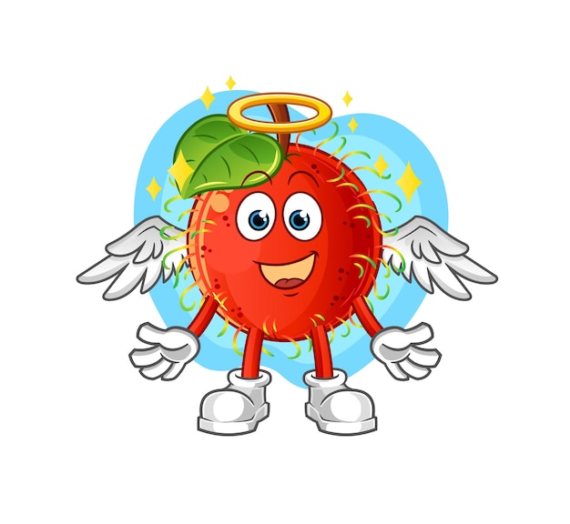 Rambutan angel with wings vector. cartoon character