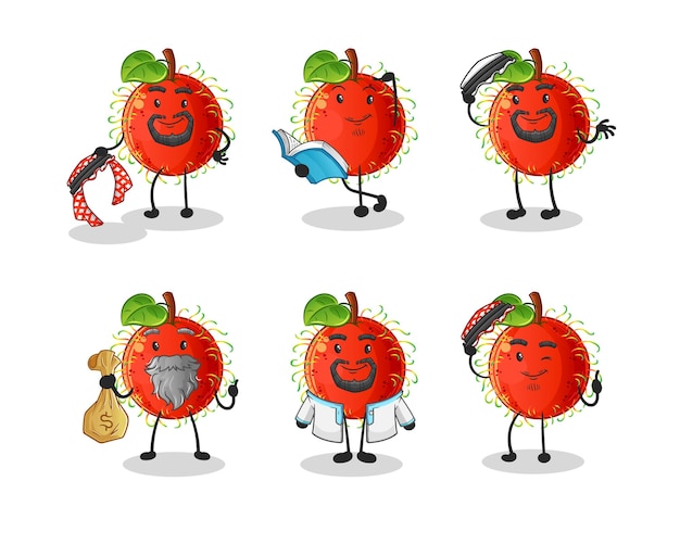 Vector rambutan arab character. cartoon mascot vector