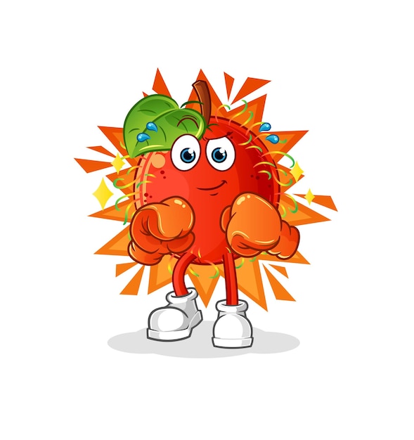 Rambutan boxer character. cartoon mascot vector