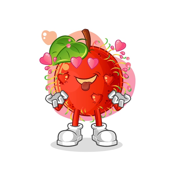 Rambutan fallin love vector. cartoon character