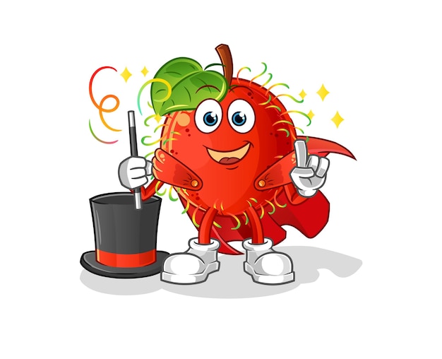 Rambutan magician illustration. character vector