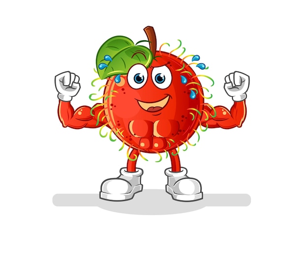 Rambutan muscular cartoon. cartoon mascot vector