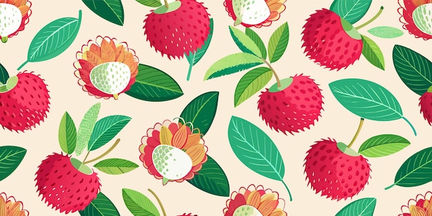 Vector rambutan seamless pattern design