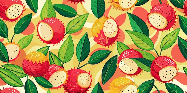 Rambutan seamless pattern design