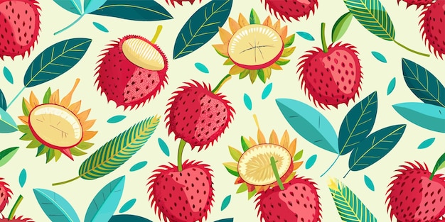 Vector rambutan seamless pattern design