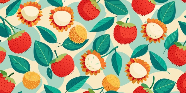 Vector rambutan seamless pattern design