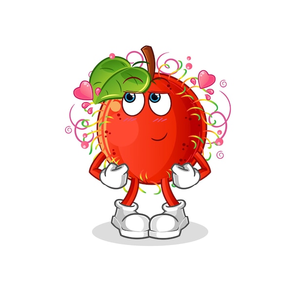 Rambutan shy vector. cartoon character