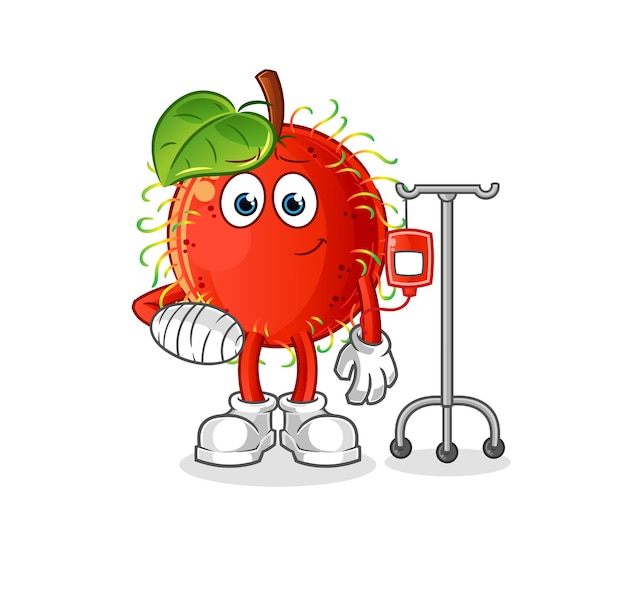 Rambutan sick in IV illustration. character vector