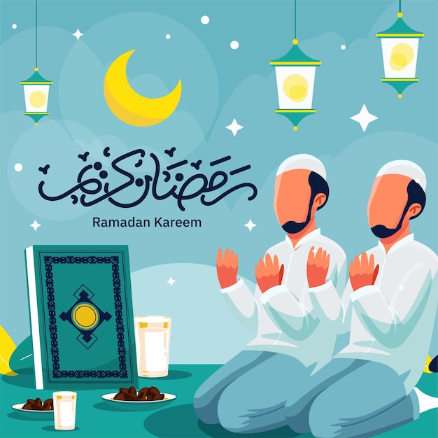 Vector ramdan kareem design and islamic greetings ramadan background traditional