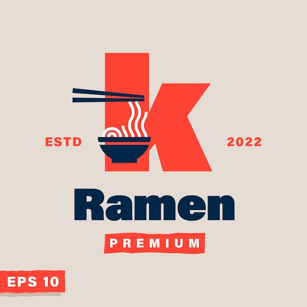 Vector ramen alphabet k logo