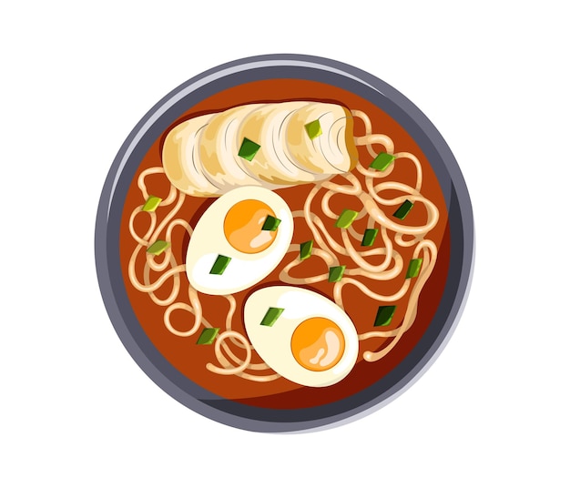 Vector ramen in a bowl. vector illustration