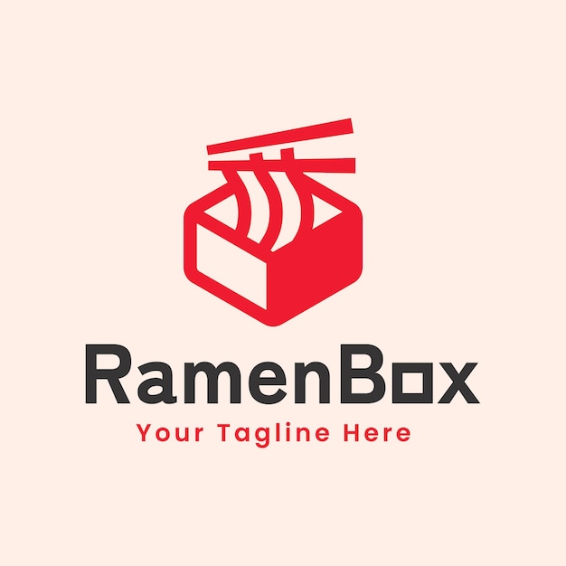 Vector ramen box japanese food delivery restaurant logo