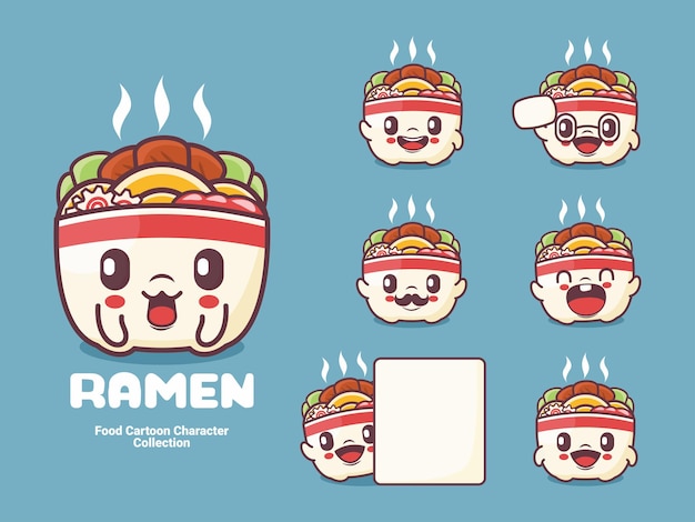 Ramen cartoon character japanese food vector illustration