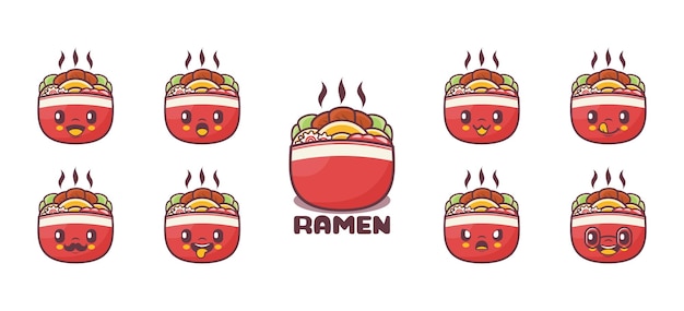 Ramen cartoon food vector illustration