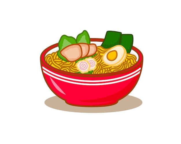 Ramen cartoon illustration. Asian Traditional Food