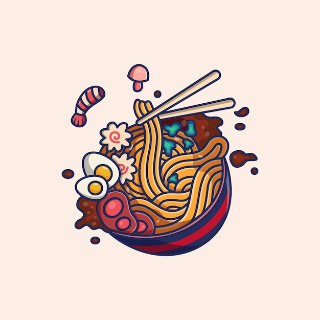 Ramen cartoon illustration