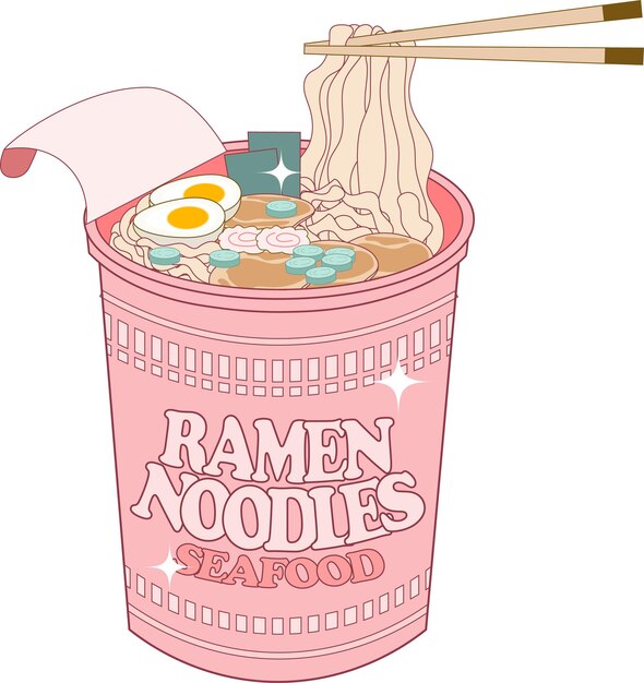 Vector ramen cup noodles