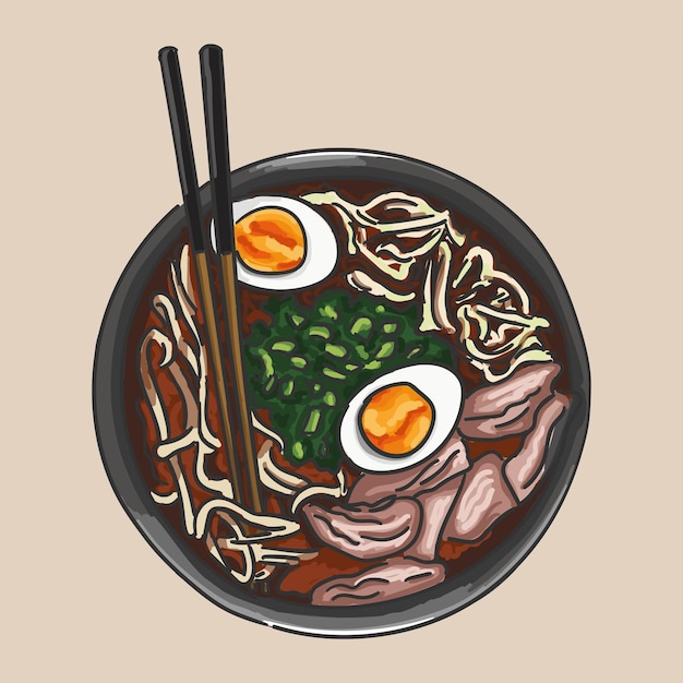 Ramen dinner. Vector graphics