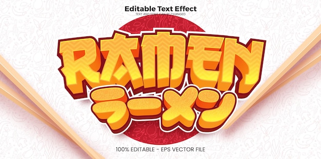 Ramen editable text effect in modern trend style