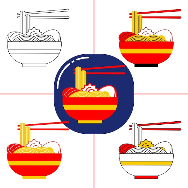 Ramen in flat design style