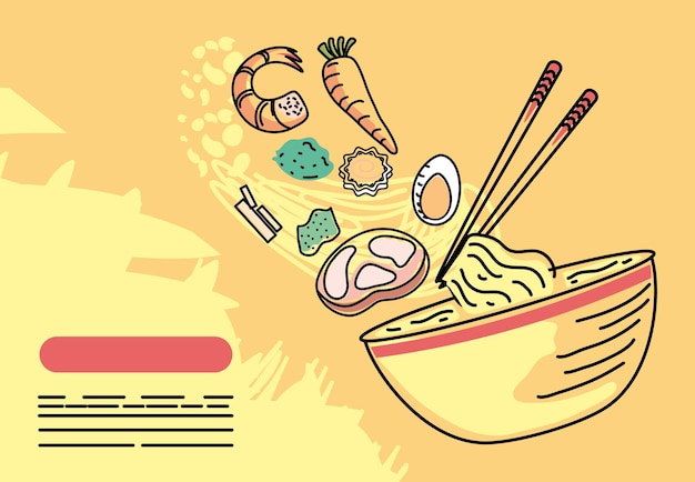 Vector ramen food and sticks