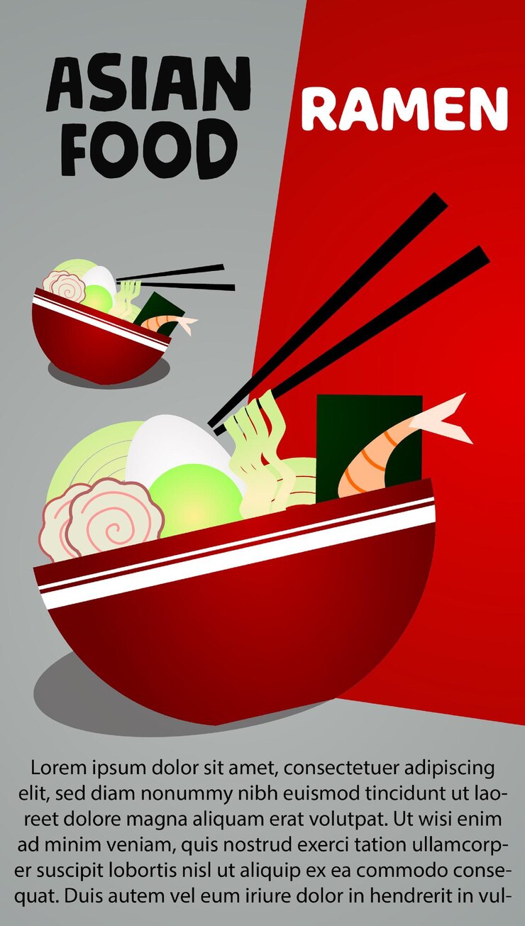 Vector ramen japanese asian food noodle