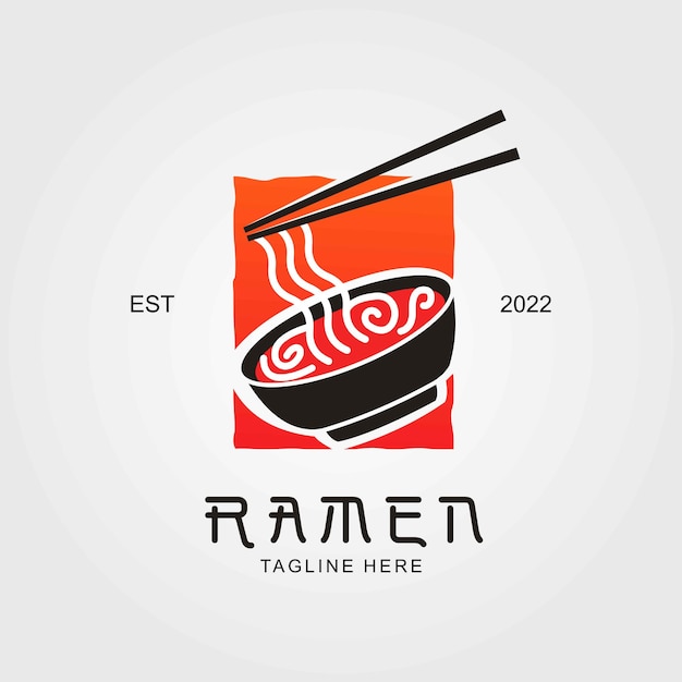 Vettore design del logo del ristorante di cibo giapponese ramen