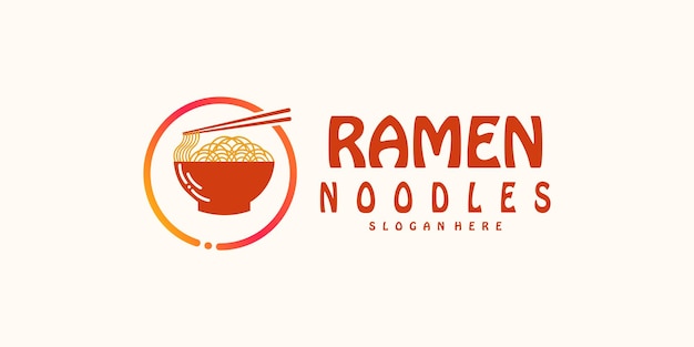 Ramen logo design with creative modern concept premium vector