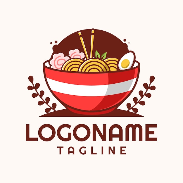 Vector ramen logo template suitable for restaurant food truck and cafe