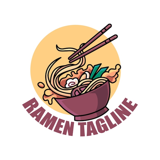 Illustrazione del logo della mascotte del ramen