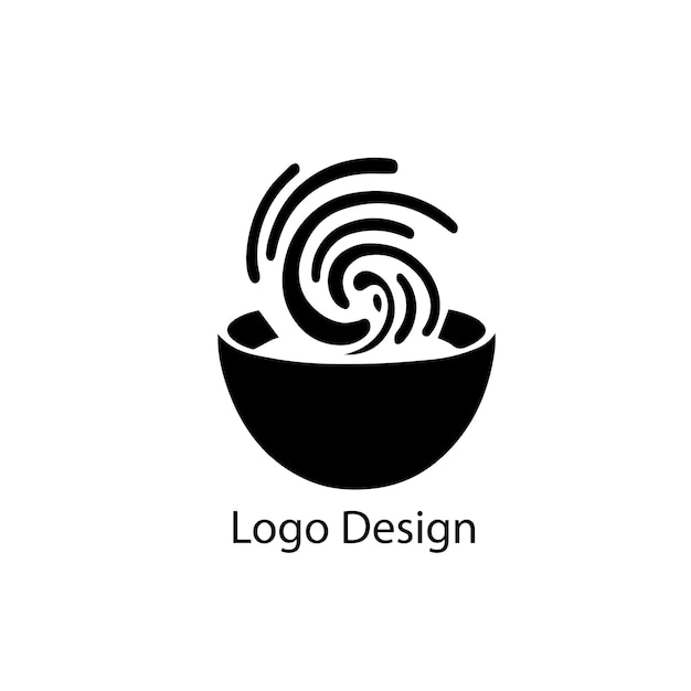 Ramen noedelsop logo ontwerp zwart eenvoudig plat icoon op witte achtergrond