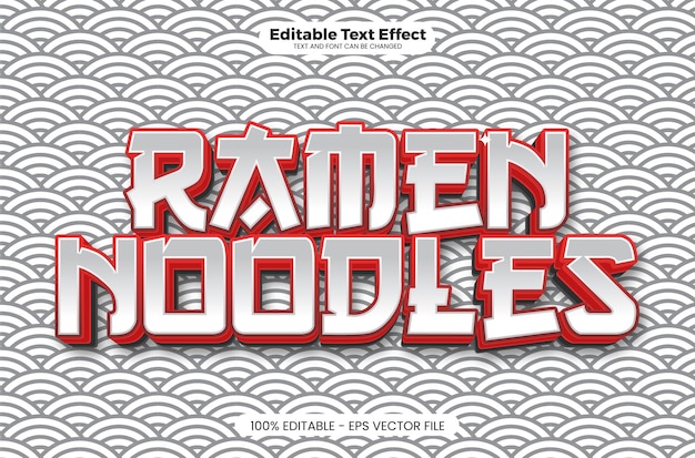 Ramen Noodle bewerkbaar teksteffect in moderne trendstijl
