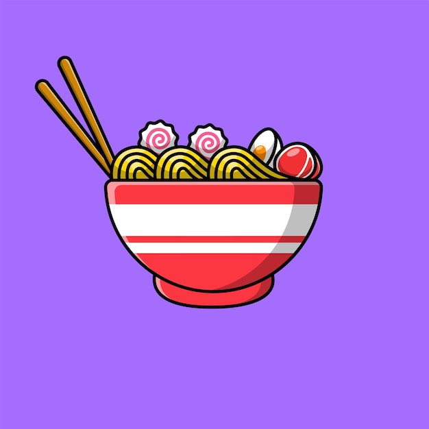 Ramen Noodle Cartoon Vector Icon Illustration