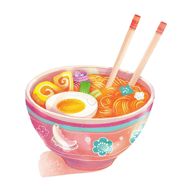 ラーメンヌードル 卵と肉とチョップスティック 4