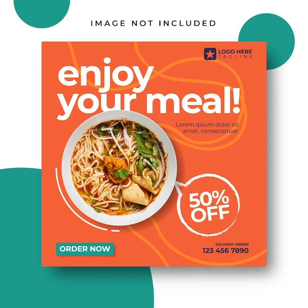 Ramen Noodle Food 메뉴 프로모션 마케팅 소셜 미디어 게시물 배너 템플릿