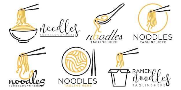 Ramen noodle icon set logo ontwerp vector