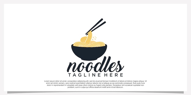 Иллюстрация дизайна логотипа лапши рамен для иконки ресторана с креативным элементом premium векторы часть 14