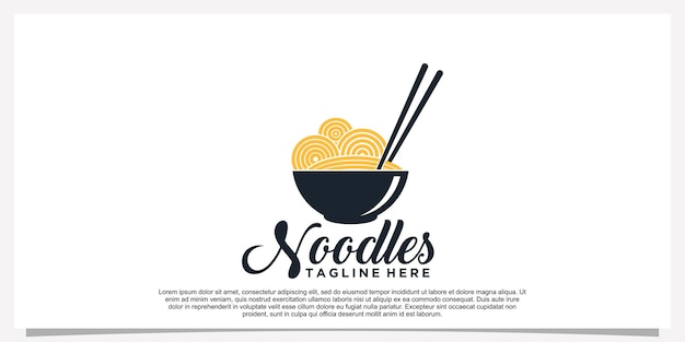 Ramen noodle logo design illustration for restaurant icon with creative element Premium Vector Part 23