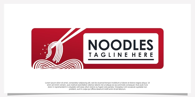 Vettore illustrazione di progettazione di logo di noodle ramen per l'icona del ristorante con elemento creativo vettore premium parte 4